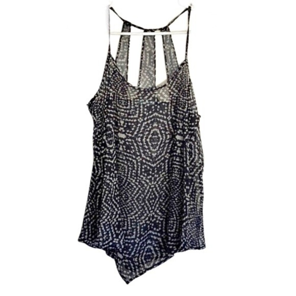 Maurice’s gray semi sheer abstract print cutout tank size medium - Picture 2 of 5